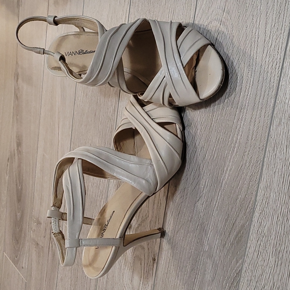 Nude Leather Strappy Heels 7